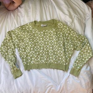 Hollister Green and White Patterned Sweater